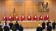 Der Erste Senat des Bundesverfassungsgericht ist bei einer Urteilsverkündung zu sehen. © dpa Foto: Uli Deck