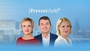Das Cover vom "Presseclub" im ARD Fernsehen zeigt Ellen Ehni, Jörg Schönenborn und Susan Link. © WDR Foto: Urru