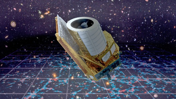 Visualisierung der Esa-Sonde "Euclid" (undatiert). Am 1. Juli 2023 soll das Teleskop von Cape Canaveral in den USA ins All starten. © -/ESA/dpa 