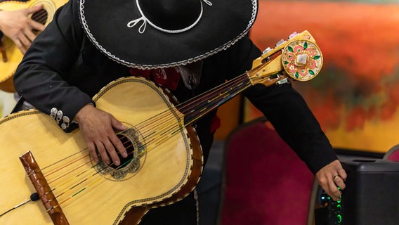 Ein Mann mit einem schwarzen Sombrero spielt Gitarre © picture alliance /Zoonar | VALMEDIA Foto: Zoonar | VALMEDIA
