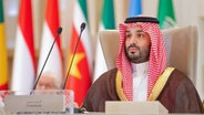 Der saudische Kronprinz Mohammed bin Salman auf dem gemeinsamen Sondergipfel der Organisation für Islamische Zusammenarbeit (OIC) und der Arabischen Liga in Riad. © Saudi Press Agency Apaimages/APA Images via ZUMA Press Wire/dpa 