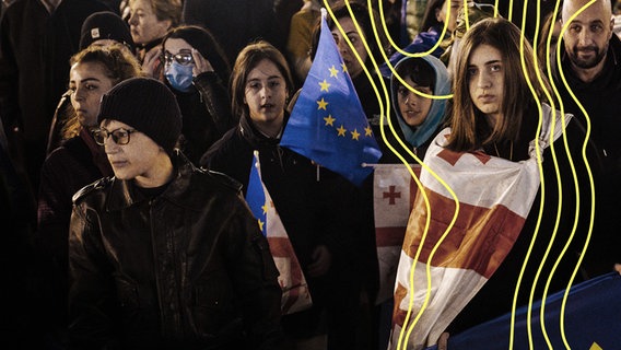 Eine Frau bei einer pro-europäischen Kundgebung in Tiflis, Georgien. © imago images Foto: Le Pictorium