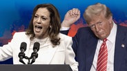 Collage Harris und Trump © picture alliance / ZUMAPRESS.com | ASSOCIATED PRESS Foto: Brian Cahn | Rebecca Droke