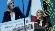 Die französische Politikerin Marine Le Pen steht an einem Podium. © picture alliance Foto: Michael Bunel