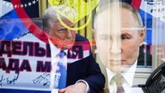 US-Präsident Donald Trump (links) und der russische Präsident Wladimir Putin (rechts) sind in einer Collage zu sehen. © SOPA Images/Sipa USA Foto: Artem Priakhin