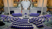 Ein Blick von oben auf den leeren Plenarsaal des Deutschen Bundestages im Reichstag. © dpa Foto: Kay Nietfeld