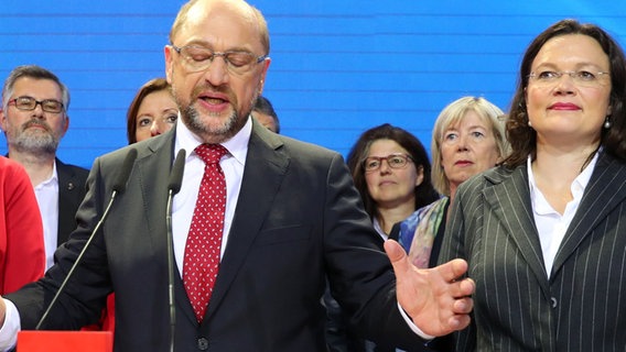 Martin Schulz spricht auf der Wahlparty der SPD am 24. September 2017 in Berlin © Kay Nietfeld / dpa Foto: Kay Nietfeld