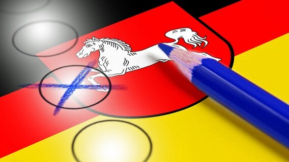 Ein Stift liegt auf dem Landeswappen von Niedersachsen (Bildmontage). © Fotolia Foto: opicobello