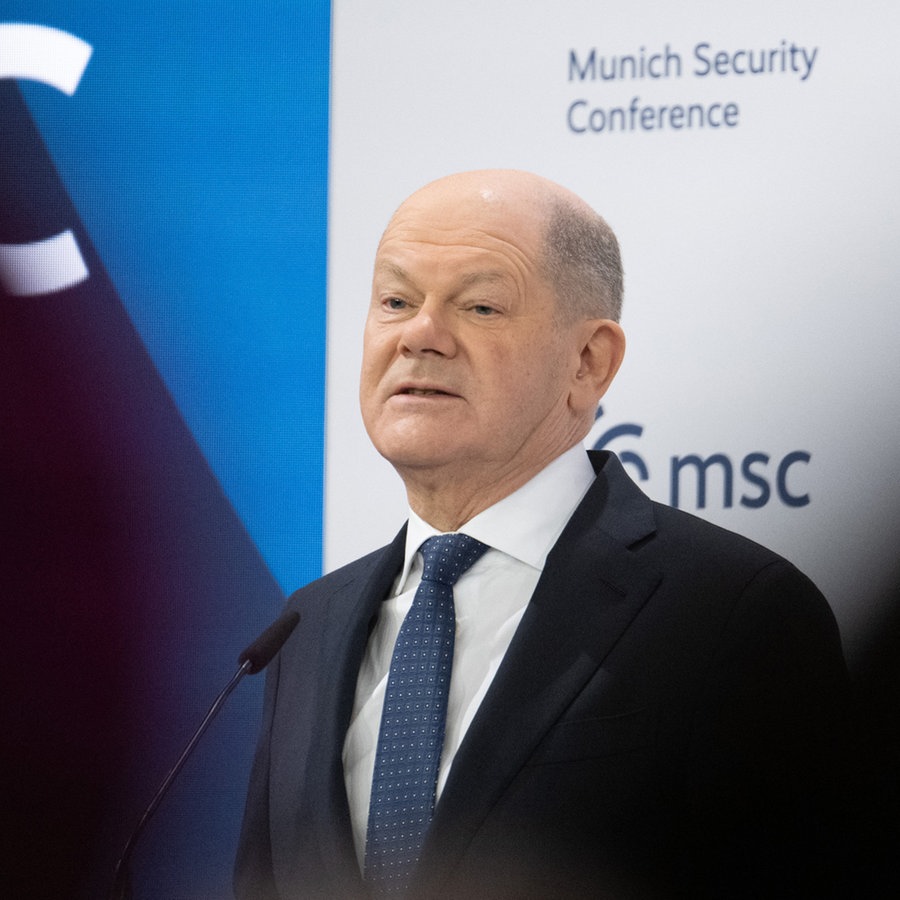 Olaf Scholz auf der Sicherheitskonferenz in München © Boris Roessler/dpa Foto: Boris Roessler