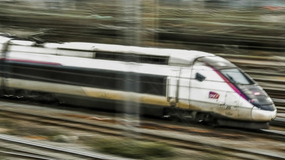 Ein TGV (train a grande vitesse)  auf der Durchfahrt. © dpa Bildfunk Foto: Philippe Huguen