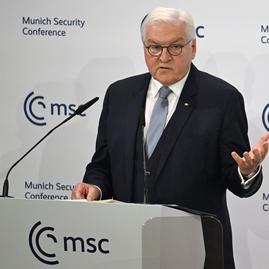 Bundespräsident Frank-Walter Steinmeier spricht zum Auftakt der 61. Münchner Sicherheitskonferenz. © picture alliance/dpa | Boris Roessler Foto: Boris Roessler