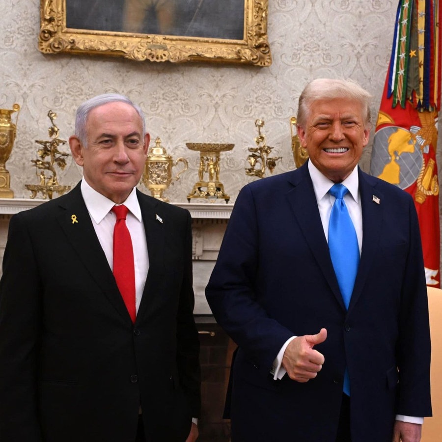 US-Präsident Donald Trump und der israelische Premier Benjamin Netanjahu im Weißen Haus. © picture alliance / Anadolu | Avi Ohayon (GPO) /Handout Foto: Avi Ohayon