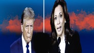 Präsidentschaftsdebatte zwischen dem republikanischen PräsidentschaftskandidatenDonald Trump und der demokratischen Präsidentschaftskandidatin und Vizepräsidentin Kamala Harris, am Dienstag, den 10. September 2024, in Philadelphia. © picture alliance / ASSOCIATED PRESS Foto: Matt Rourke