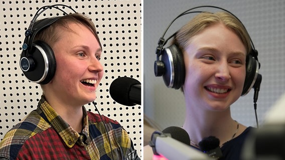Die beiden Ukrainerinnen Valentyna und Vladyslava im Radio-Studio von Radio UVoice in Hamburg. © NDR 