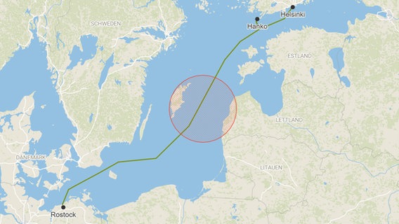 Lage des Datenkabels in der Ostsee © NDR/ Datawrapper 