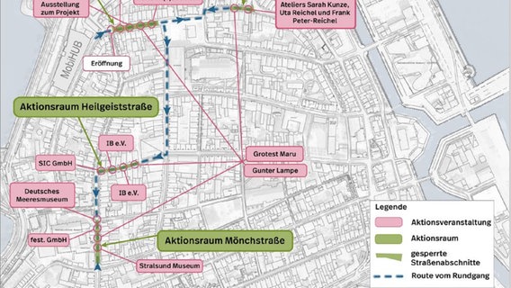 Karte der Stralsunder Innenstadt mit Straßensperrungen © Hansestadt Stralsund Foto: Hansestadt Stralsund