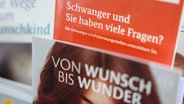 Flyer zu Beratungsangeboten rund um die Themen Schwangerschaft und Kinderwunsch liegen in einer Praxis aus. (Themenbild) © dpa-Bildfunk Foto: Jan Woitas/dpa