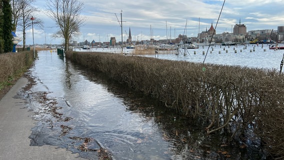 Erhöhter Pegelstand im Rostocker Hafen © NDR/Jürn-Jakob Gericke Foto: Jürn-Jakob Gericke