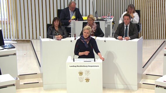 Ministerpräsidentin Schwesig bei ihrer Regierungserklärung zu den Corona-Beschränkungen am 29. Oktober 2020. © NDR 