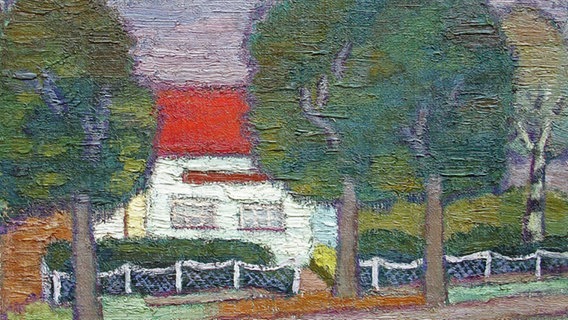 Das Ölgemälde "Haus an der Strasse" von Karen Schacht © Usedomer Kunstverein e.V. 