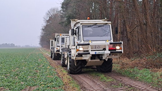 Mit Vibrationsfahrzeugen wird in Vorpommern nach Helium gesucht © 45-8Energy Foto: 45-8Energy