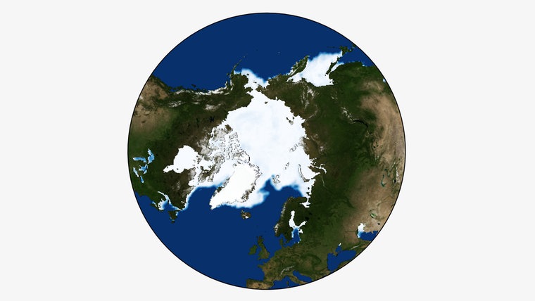 Das Bild zeigt die Ausbreitung des Meereis in der Arktis im Jahr 1979. © Dirk Notz