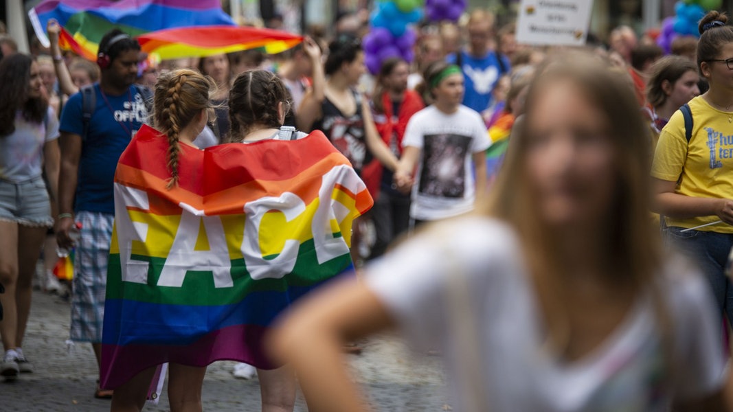 Zahlreiche Menschen demonstrieren beim Christopher Street Day in Braunschweig.