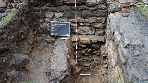 Fundstelle der aktuellen Grabung im UNESCO-Weltkulturerbe im Umfeld der Kaiserpfalz Goslar. © Stadt Goslar 