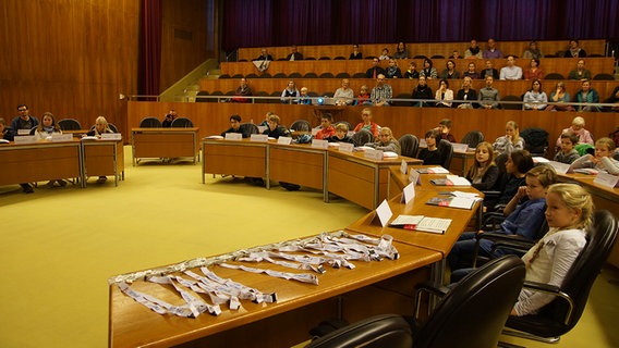 Der Kinderbeirat tagt im Ratssaal in Wolfsburg. © NDR Foto: Marco Schulze