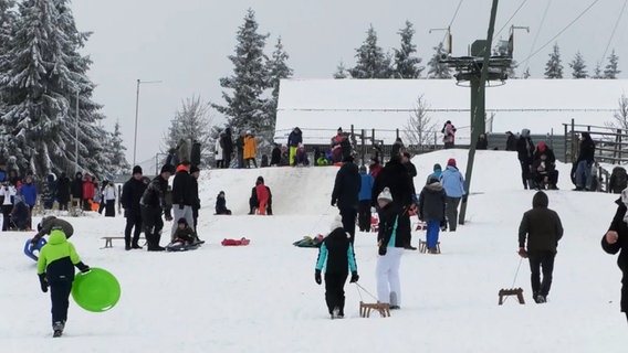 Lots of people sledding in the Upper Harz.  © TeleNewsNetwork 