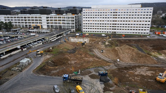 Blick auf die Baustelle für den Neubau Baustufe 1 der Universitätsmedizin Göttingen. © dpa Foto: Swen Pförtner