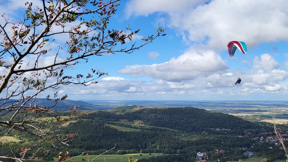 Ein Gleitschirmflieger über Goslar © NDR Foto: Katrin Geppert