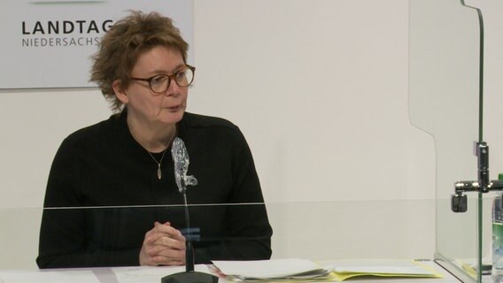 Daniela Behrens speaks at the Corona state press conference.  © NDR 