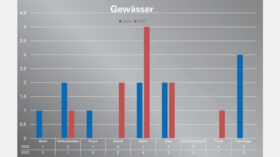 Das Bild zeigt eine Grafik zu den Badetoten in Schleswig-Holstein. © DLRG 