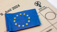 Wahlunterlagen für die Europawahl am 9. Juni 2024 liegen auf einem Tisch. © picture alliance/Goldmann 