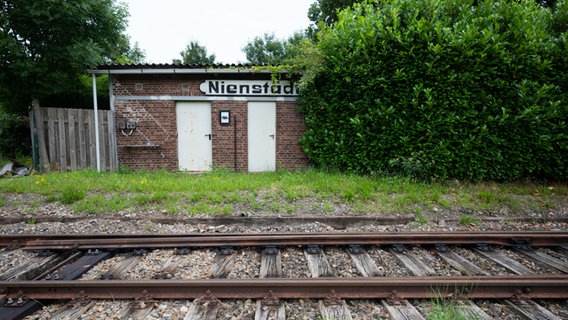 Schienen verlaufen auf der alten Bahnstrecke Rinteln - Stadthagen am alten Bahnhof Nienstädt im Landkreis Schaumburg. © picture alliance/dpa | Julian Stratenschulte Foto: Julian Stratenschulte