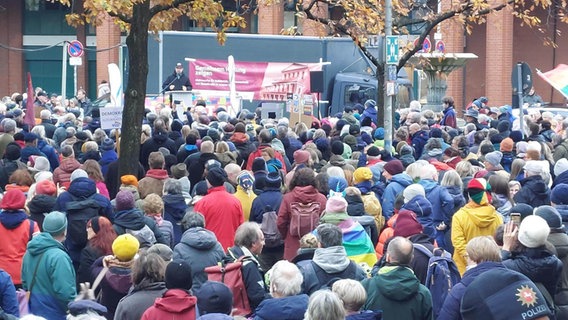 Zahlreiche Menschen nehmen in Hannover an einer Demonstration gegen Rechtsextremismus teil. © NDR Foto: Julia Scheper