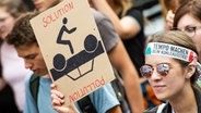 Eine Demonstrantin der Bewegung Fridays For Future geht mit einem Plakat mit der Aufschrift "Solution - Pollution" durch Hannover. © dpa-Bildfunk Foto: Christophe Gateau/dpa