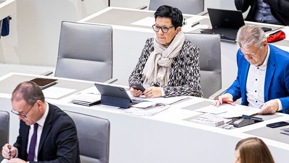 Sabine Tippelt (SPD, M), neue Vizepräsidentin im Niedersächsischen Landtag, nimmt an einer Sitzung des Niedersächsischen Landtags teil. © Moritz Frankenberg/dpa Foto: Moritz Frankenberg/dpa