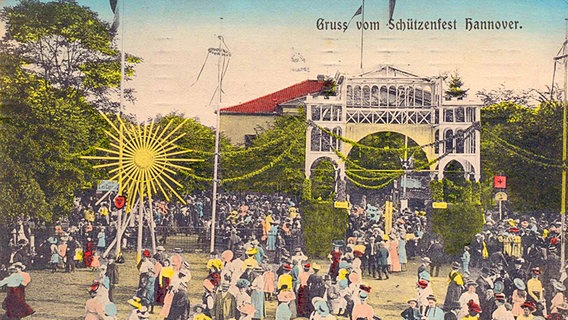 Historische Postkarte vom Schützenfest in Hannover. © Historisches Museum Hannover 