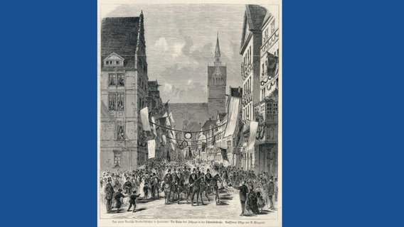 Historischer Zeitungsdruck vom vierten Deutschen Bundesschießen in Hannover. © Historisches Museum Hannover 