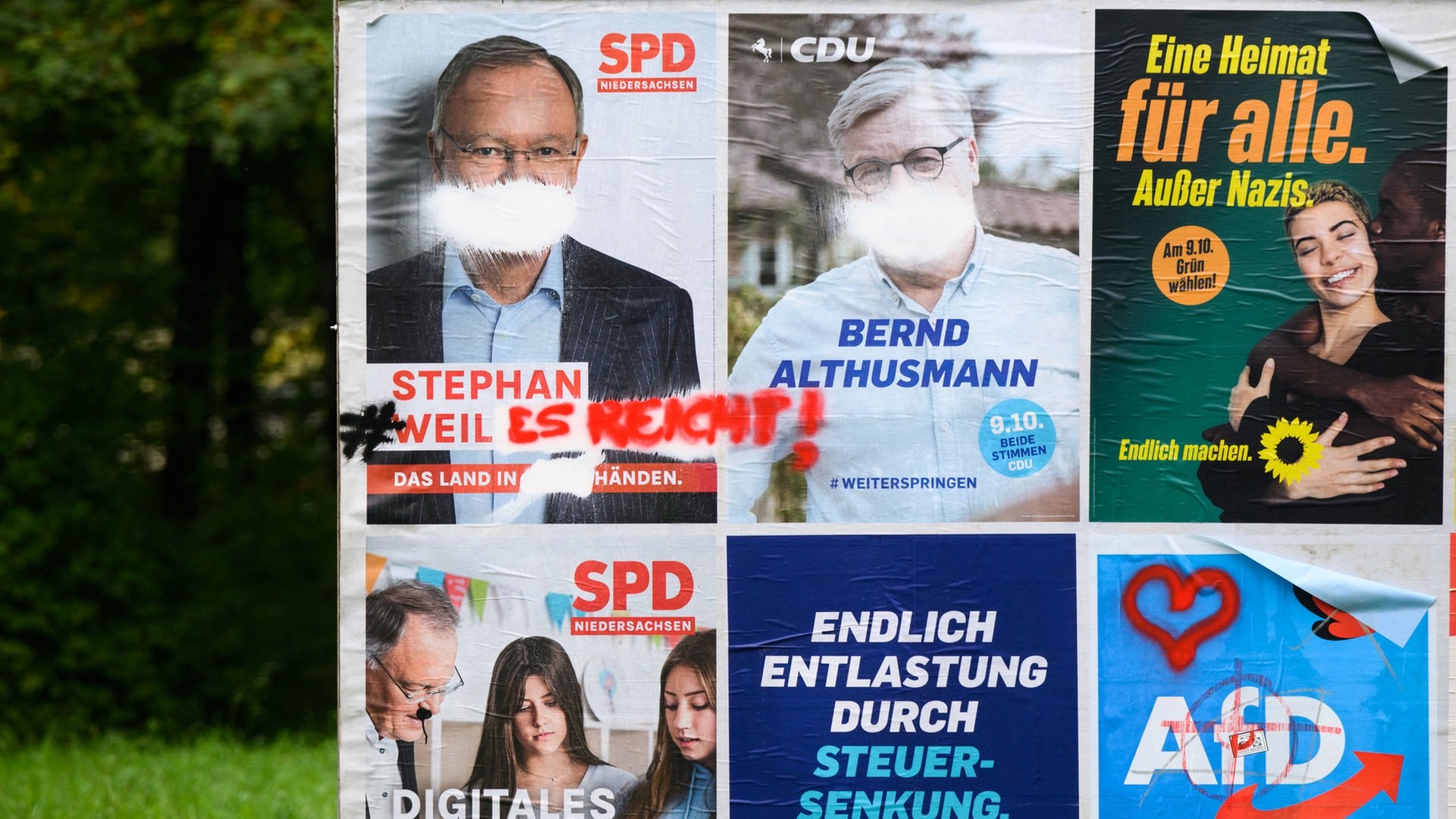 Landtagswahl Niedersachsen - oft Vandalismus an Wahlplakaten   -  Nachrichten - Niedersachsen - Landtagswahl Niedersachsen 2022
