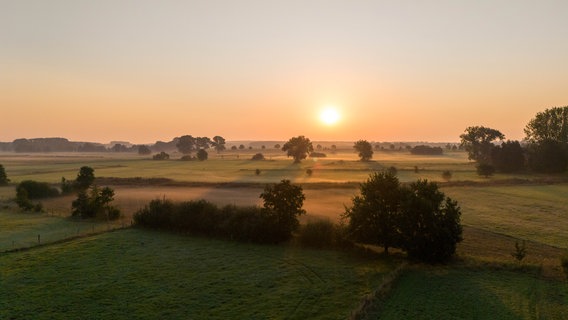 Über Feldern bei Dollbergen geht die Sonne auf. © NDR Foto: Thomas Himstedt