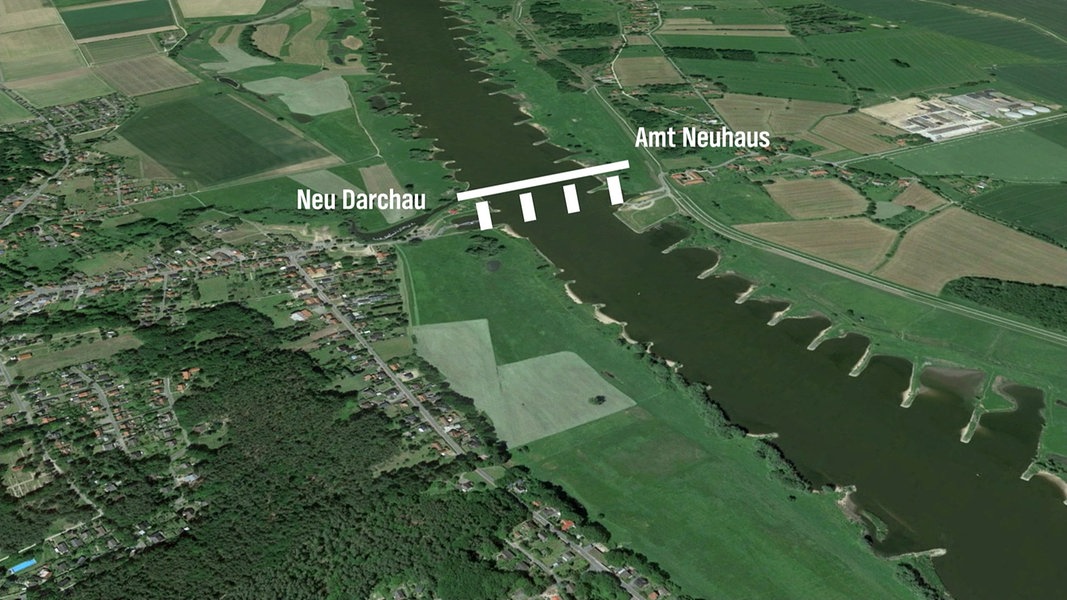 Eine Darstellung zeigt die geplante Elbbrücke bei Neu Darchau.