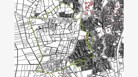 Eine Karte zeigt einen Evakuierungsbereich nach dem Fund einer Weltkriegsbombe in Diepholz. © Stadt Diepholz 