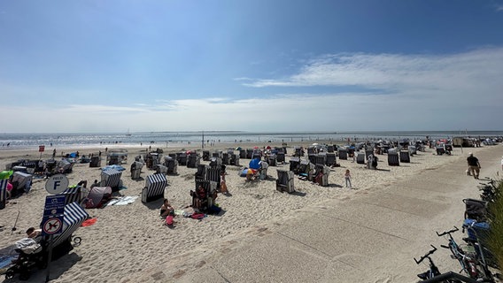 Urlauber sitzen am Strand von Norderney. © NDR Foto: Sinja Schütte