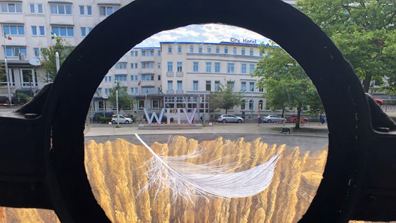 Der Platz vor der Nordseepassage in Wilhelmshaven ist mit einer Felsenlandschaft in 3-D-Optik bemalt. © NDR Foto: Jutta Przygoda