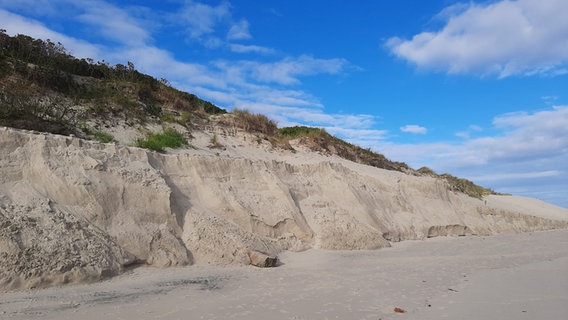 Nach einer leichten Sturmflut sind Abbruchkanten auf der Nordseeinsel Wangerooge zu sehen. © picture alliance/dpa Foto: Peter Kuchenbuch-Hanken