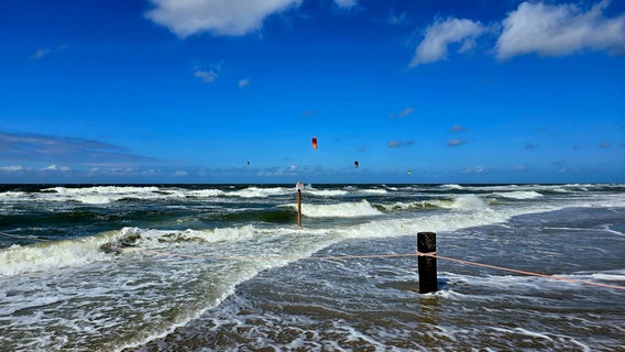 Kitesurfer am Strand von Norderney. © NDR Foto: Marion Holtz