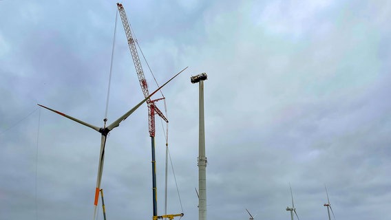 Ein ausgebranntes Windrad wird in Bad Bentheim demontiert © NDR Foto: Andreas Gervelmeyer